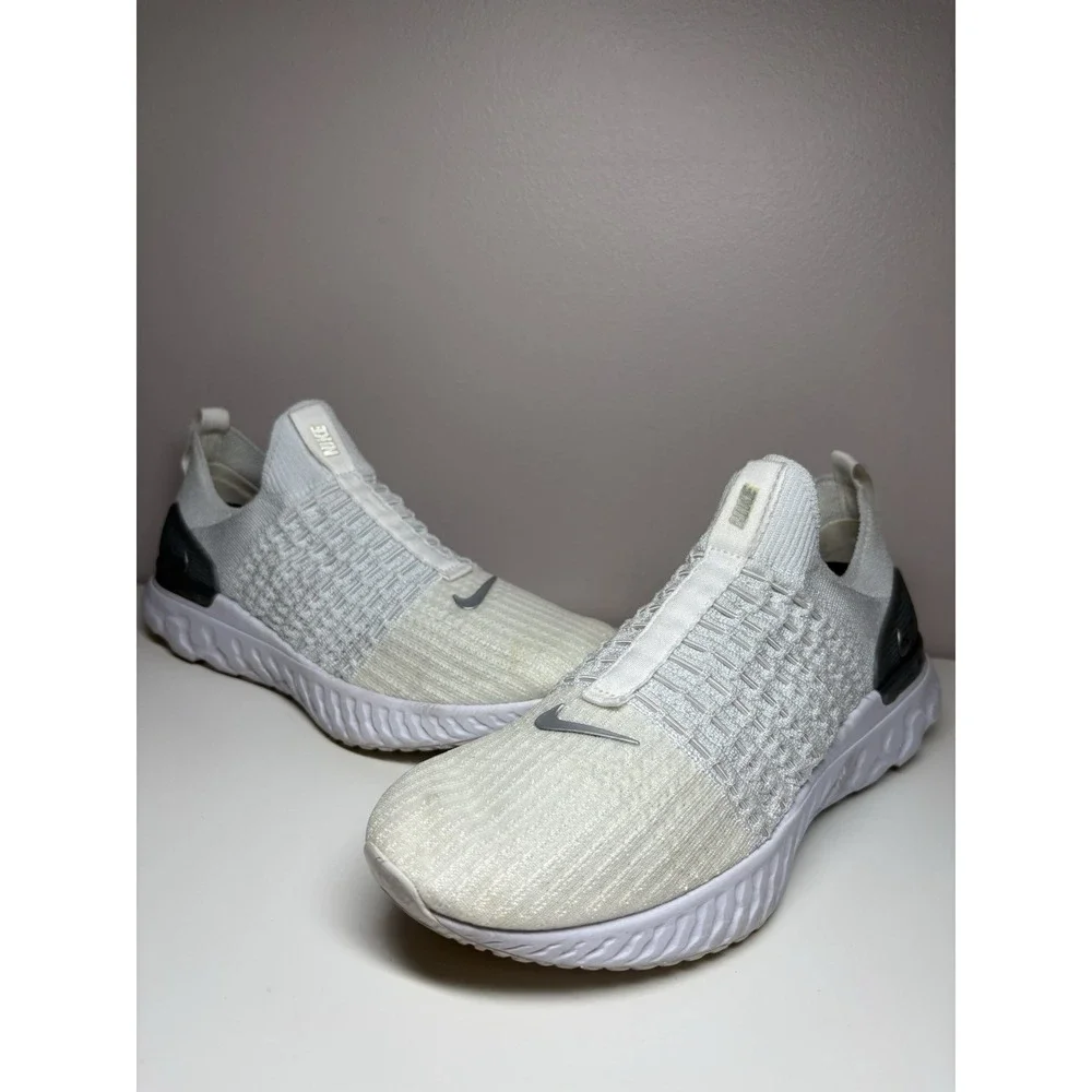 Nike React Phantom Run Flyknit 2 Women's Running Shoes Platinum White - Size 8.5